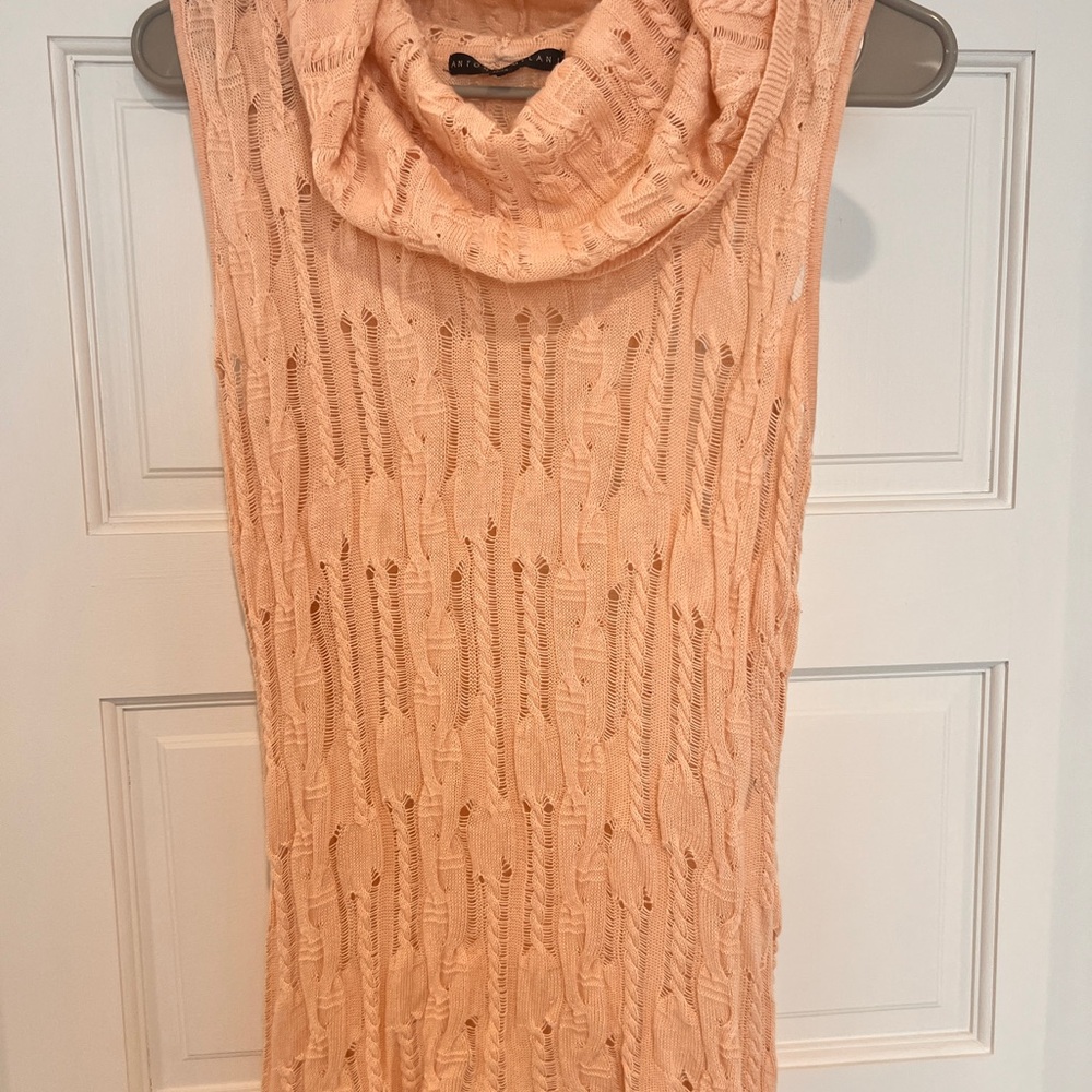 Peach Sleeveless Cowl Neck Sweater